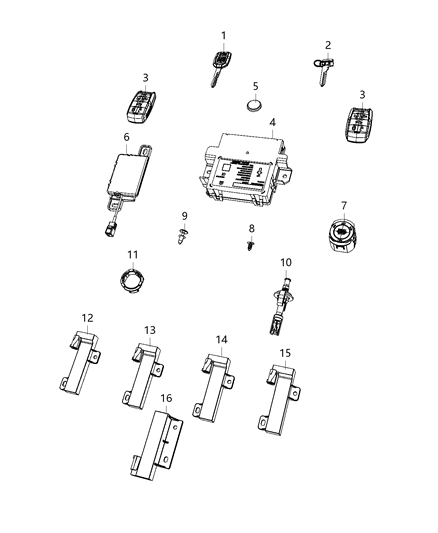2020 Ram 1500 Antenna Remote Start And Keyless Entry Diagram for 68144668AB