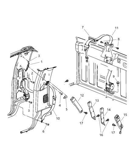 2008 Dodge Ram 3500 Cab Chassis Seat Belts Front Diagram 2 - Thumbnail