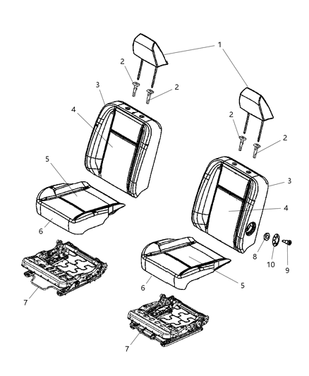 2008 Dodge Ram 3500 Cab Chassis Front Seat - Bucket Diagram 1 - Thumbnail