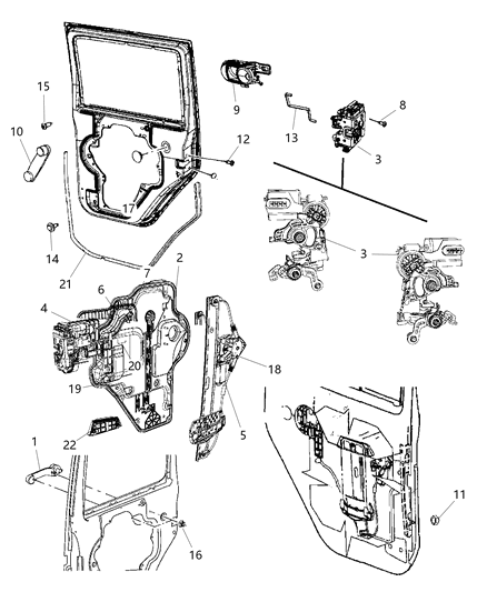 2009 Jeep Wrangler Rear Door - Hardware Components Diagram 1 - Thumbnail