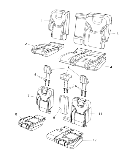2016 Jeep Cherokee Armrest, Brown, Rear Center Diagram for 1VR31LU5AB