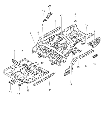 1998 Dodge Avenger Crossmember, Rear Floor Rear Seat Under Diagram for MB907651