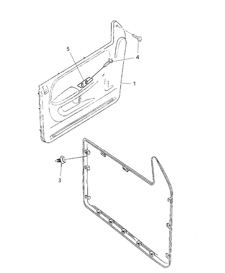 2001 Dodge Ram 2500 Quad & Club Cab Front Door Trim Panel Diagram