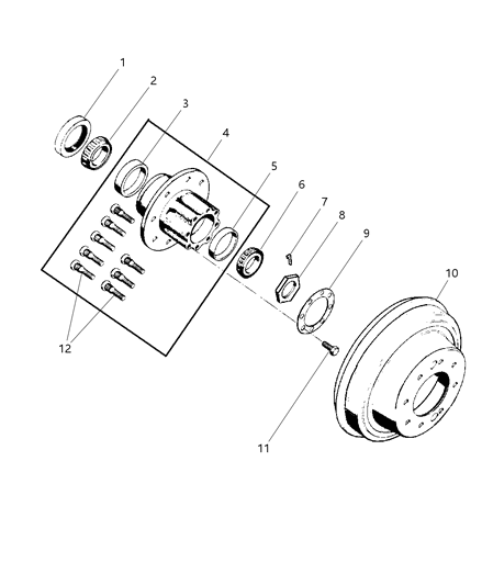 2000 Dodge Ram 3500 Drum Hub Diagram for 52009839AA