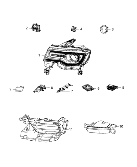 2019 Jeep Grand Cherokee Parts, Headlamp Service Diagram 3 - Thumbnail