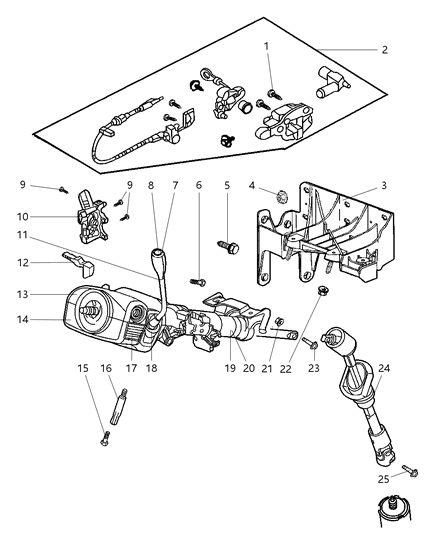 1998 Dodge Ram Wagon Steering Column Nut Diagram for 6503182