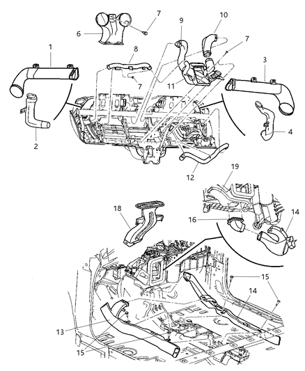 2005 Chrysler PT Cruiser Floor Duct, Lower Diagram for 5017668AA