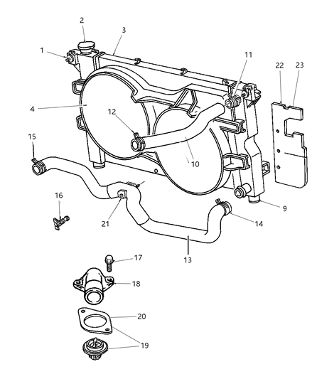 1998 Chrysler Town & Country Isolator Radiator Lower Diagram for 4809071