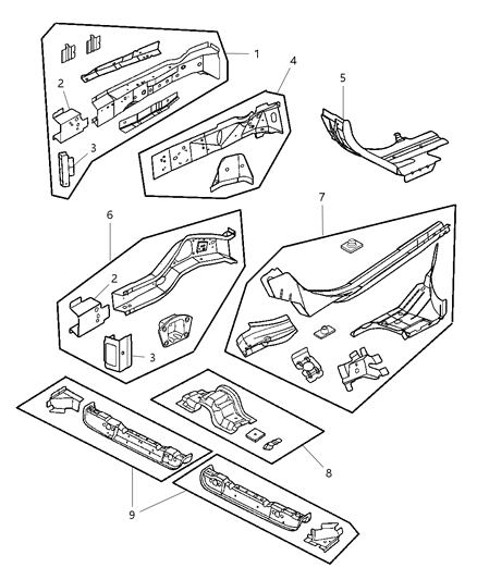 2006 Chrysler Sebring Lower Rail Reinforcement, Front Diagram for 4878663AA