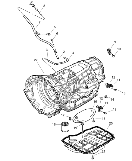 2006 Dodge Durango Case & Related Parts of Automatic Transmission Diagram