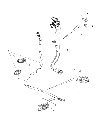 2020 Jeep Renegade Overflow Hose Retainer Clip Diagram for 52029678AA