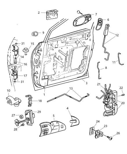 2006 Chrysler Town & Country Handle, Outside, Front Outer Passenger Side Diagram for WZ28BPKAA