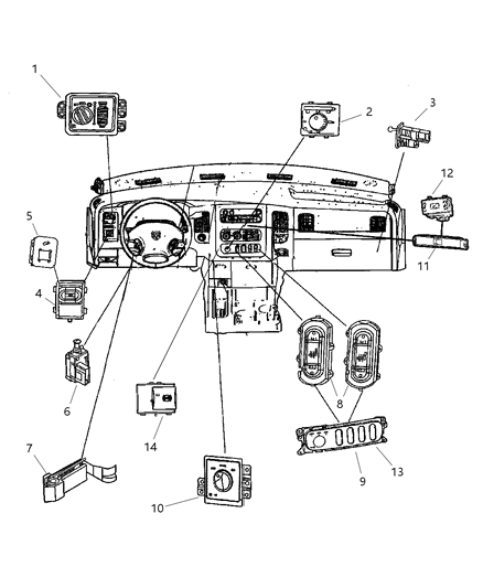 2008 Dodge Ram 3500 Switch Transfer Case Mode Diagram for 68021674AA