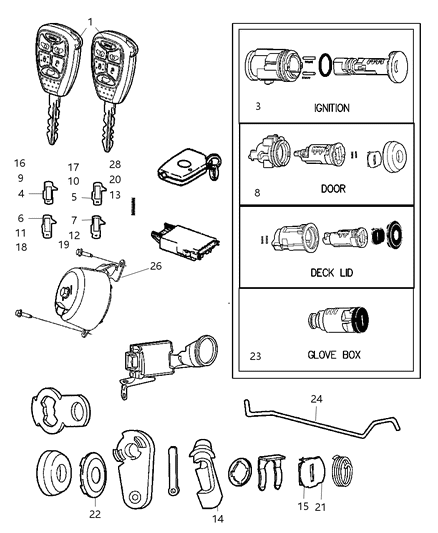 2007 Dodge Caliber Key Blank With Transmitter Diagram for 5175786AA