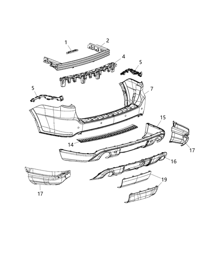 2020 Dodge Durango Fascia, Rear Diagram 2 - Thumbnail