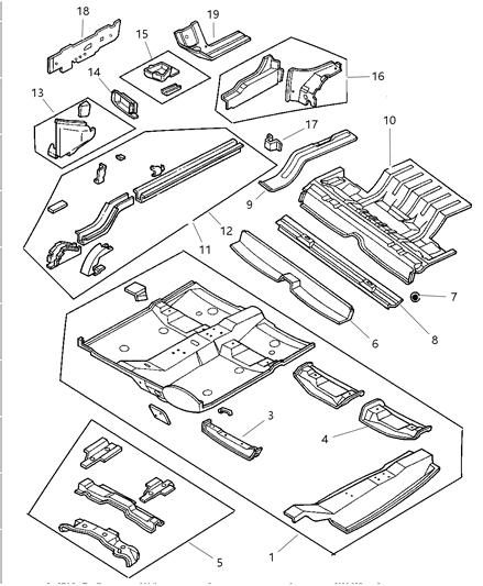 2001 Dodge Intrepid Floor Pan, Front Diagram for 4580010AN