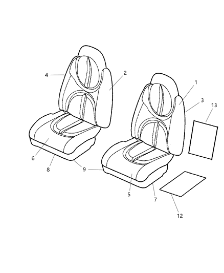 2003 Dodge Durango Front Bucket Seat Diagram 1 - Thumbnail