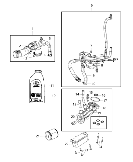 2016 Ram 2500 Engine Oil Cooler And Oil Filter & Adapter Diagram 3 - Thumbnail