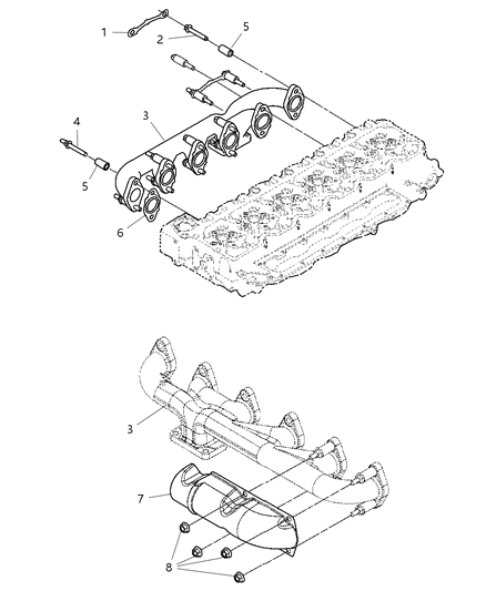 2009 Dodge Ram 3500 Pickup Exhaust Manifold & Heat Shield Diagram 1 - Thumbnail