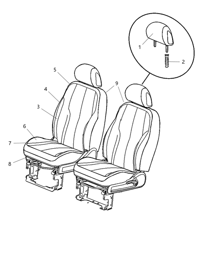 2008 Chrysler PT Cruiser Front Seats - Bucket Diagram 4 - Thumbnail