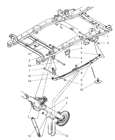 2007 Dodge Ram 1500 Spring Bushing, Rear Diagram for 52113553AC