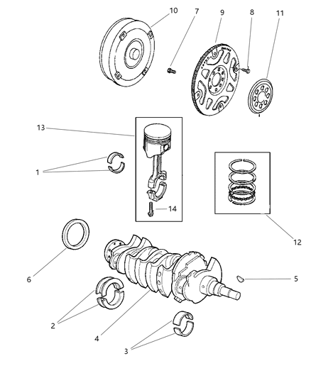 1997 Chrysler Cirrus Crankshaft , Piston And Torque Converter Diagram 2 - Thumbnail