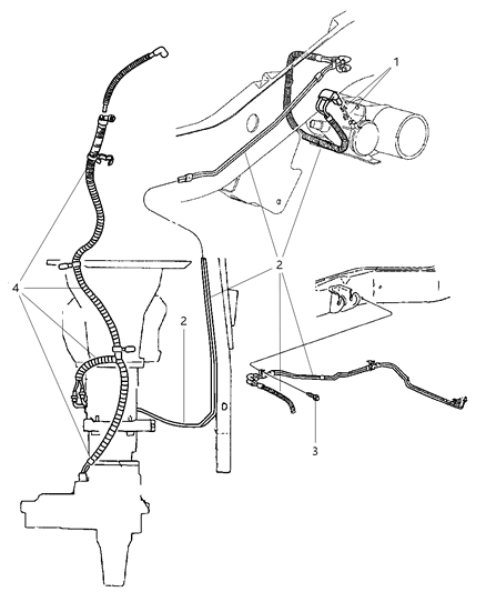 2000 Dodge Ram 2500 Regular Cab Vacuum Lines - Front Axle & Transfer Case Diagram
