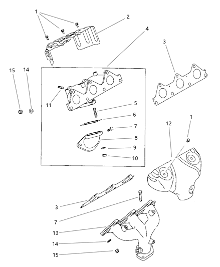2000 Chrysler Sebring Convertible Manifolds - Intake & Exhaust Diagram 1 - Thumbnail