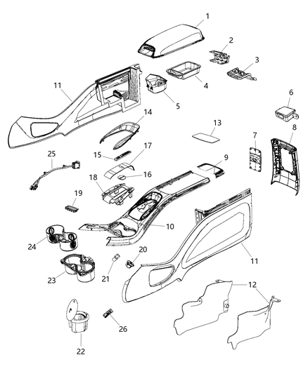 2017 Dodge Journey Trim Ring Shifter Diagram for 1VF75SZ0AA
