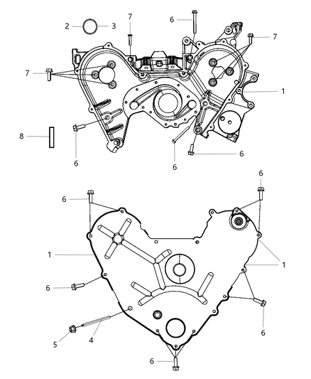 2008 Dodge Nitro Cover Timing Case Diagram for 4892265AB