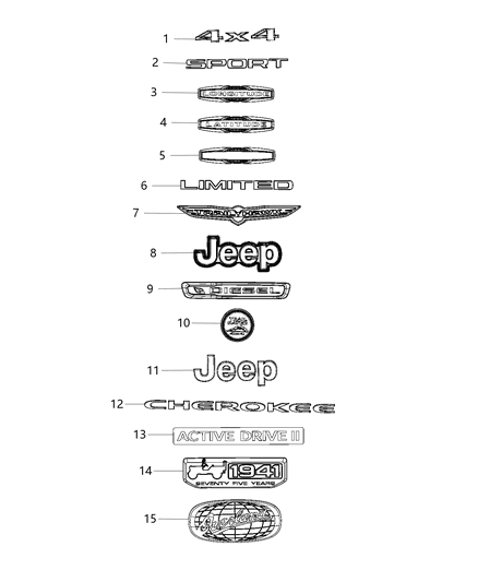 2017 Jeep Cherokee Nameplate, Front Diagram for 55157089AC