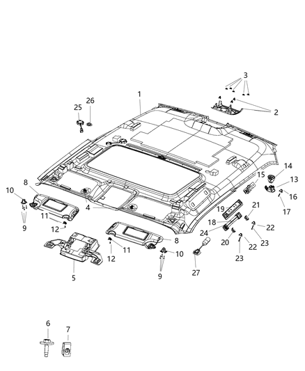 2017 Dodge Challenger Clip Z - Axis Grab Handle Attach Diagram for 68045964AA