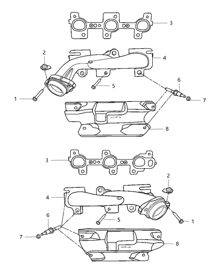 2010 Jeep Commander Exhaust Manifolds & Heat Shields Diagram 1 - Thumbnail