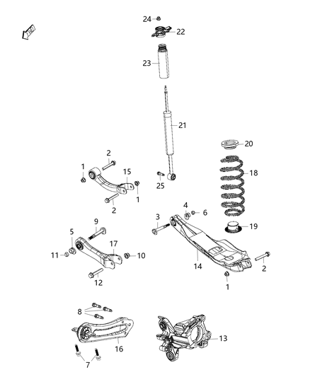 2017 Chrysler 200 Trailing Arm, Rear Passenger Side Diagram for 68175510AD