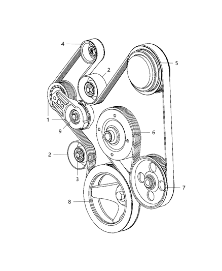 2008 Dodge Durango Pulley & Related Parts Diagram 1 - Thumbnail