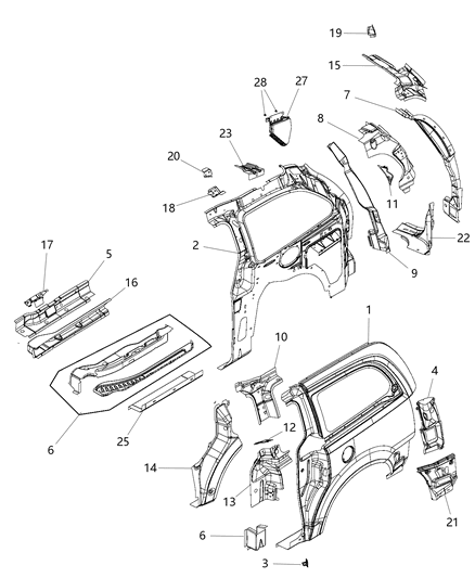 2011 Chrysler Town & Country Retainer Fascia Diagram for 5109586AC
