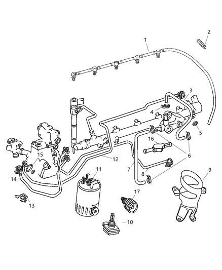 2002 Dodge Sprinter 2500 Fuel Line & Filter Diagram