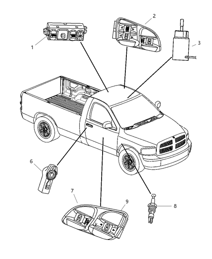 2002 Dodge Ram 2500 Regular Cab Switches - Body Diagram