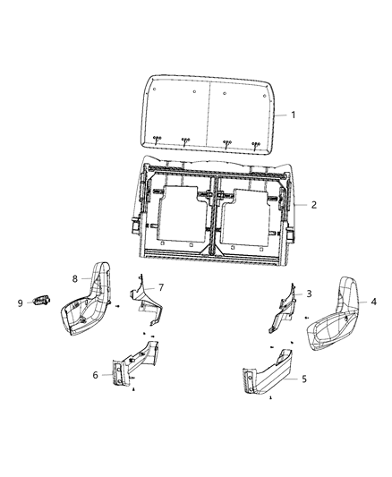 2020 Chrysler Voyager Second Row - Rear Seat Hardware, Bench Diagram 3 - Thumbnail