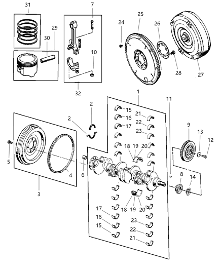 2000 Jeep Cherokee Seal Rear Main Crankshaft Diagram for 53020599AB