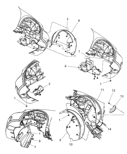 2002 Chrysler Sebring Splash Shield, Front Passenger Side Diagram for 4878082AC