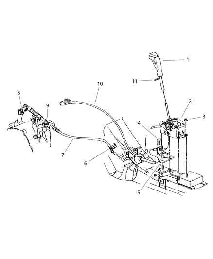1997 Chrysler Sebring Convertible Controls, Gearshift, Floor Shaft Diagram