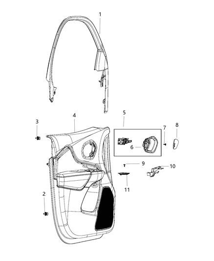 2021 Jeep Cherokee Front Door Trim Panel Diagram