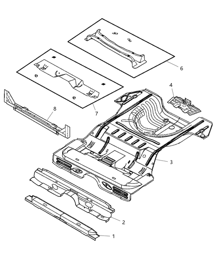 2003 Chrysler Sebring Pan Floor Diagram for 4646557AE