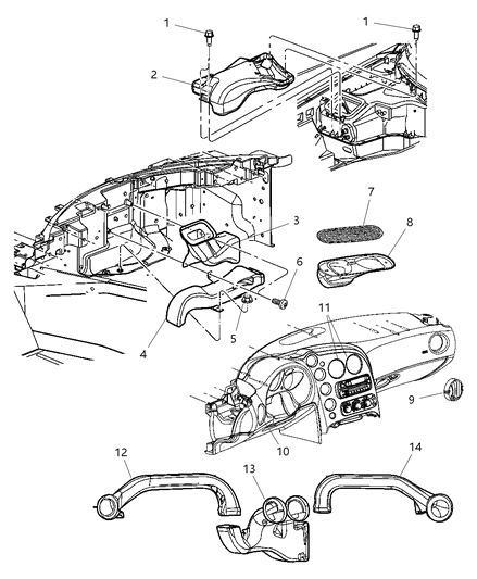 2003 Dodge Viper Connector Tube, Upper Diagram for 4865554AA