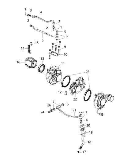 2017 Ram 2500 Oil Outlet Tube O-Ring Diagram for 68003277AA