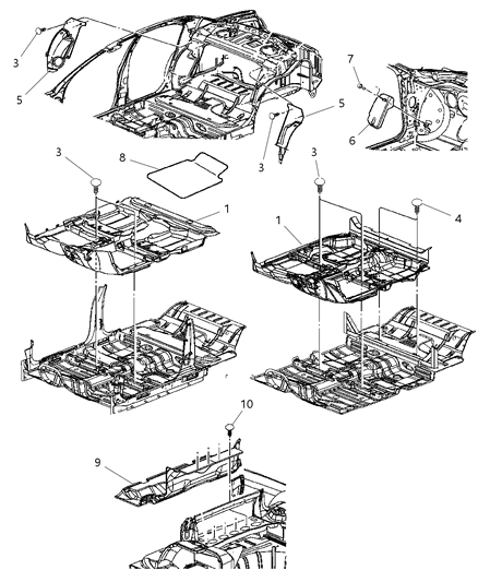 2005 Chrysler Sebring Carpet Full Floor Diagram for RF80TL2AJ