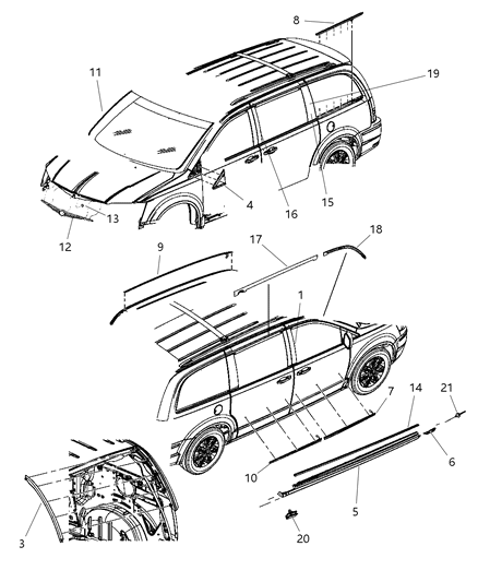2009 Chrysler Town & Country Side Molding, Front Passenger Side Diagram for ZT52SZ0AA