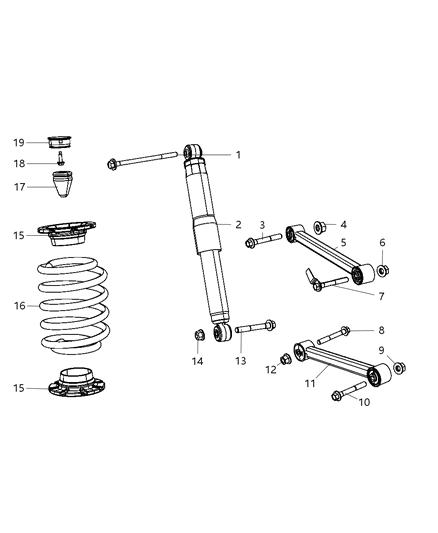 2009 Jeep Commander Arm Upper Control Rear Diagram for 68005174AA