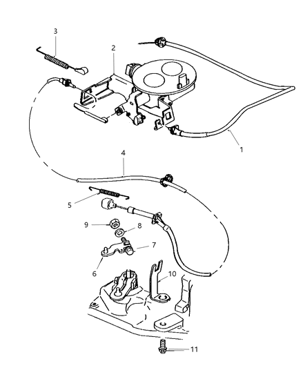 2001 Dodge Dakota Throttle Cable Diagram for 53031548AB
